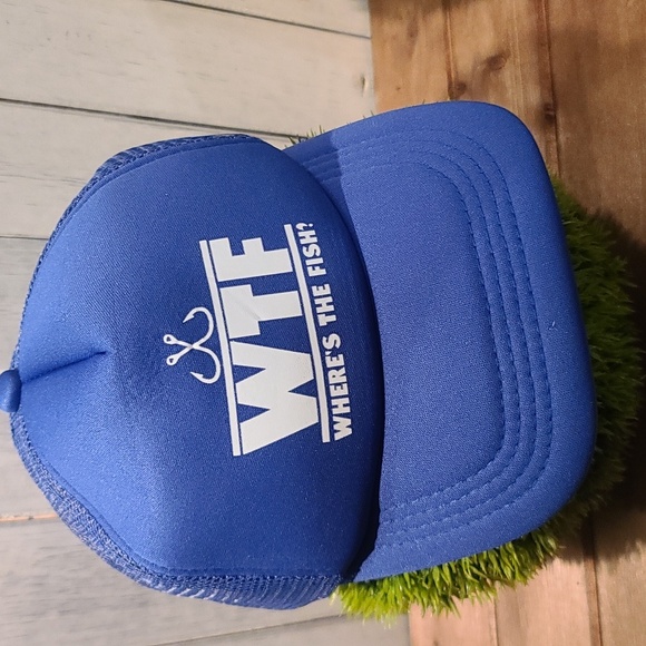 WTF fishing hat ball cap "Where's The Fish" NWT adjustable snap strap - Picture 3 of 6